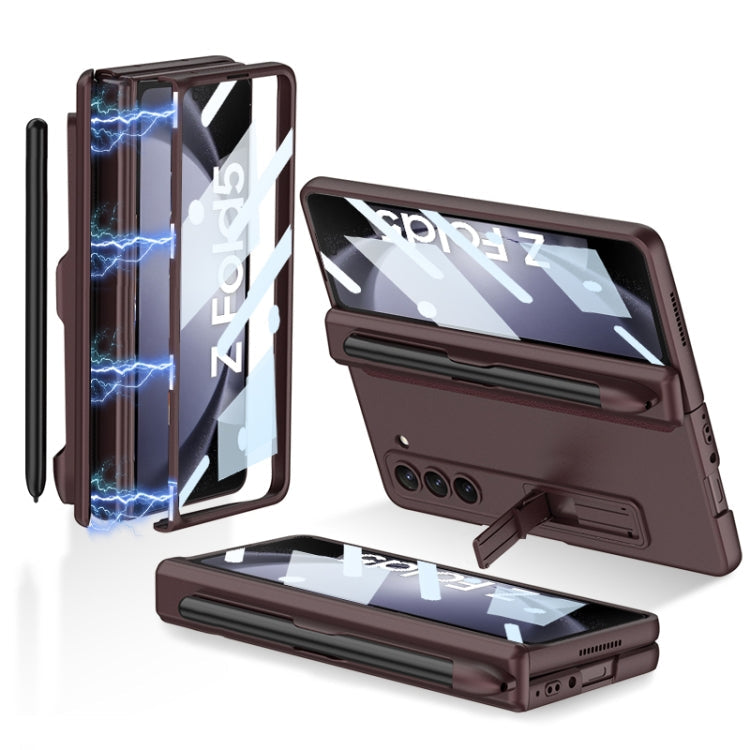 GKK Full Coverage Magnetic Fold Hinge Phone Case with Pen Slots – Magnetic, For Samsung Galaxy Z Fold5 For Samsung Galaxy Z Fold5 Wine Red
