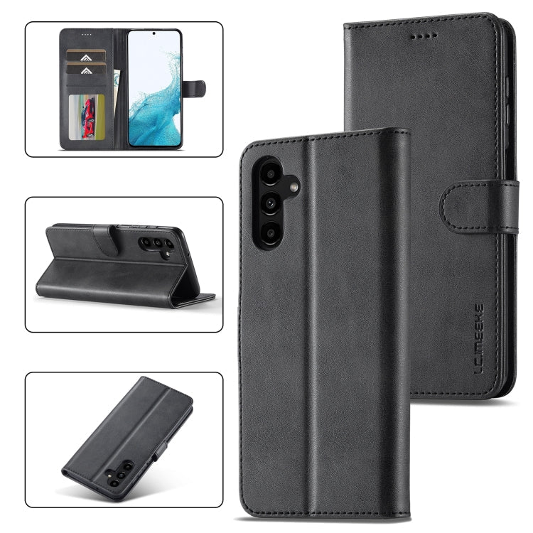 LC.IMEEKE Calf Texture Leather Phone Case, For Samsung Galaxy S23 FE 5G, For Samsung Galaxy A55 5G, For Samsung Galaxy S24+ 5G, For Samsung Galaxy S24 5G For Samsung Galaxy S23 FE 5G Black