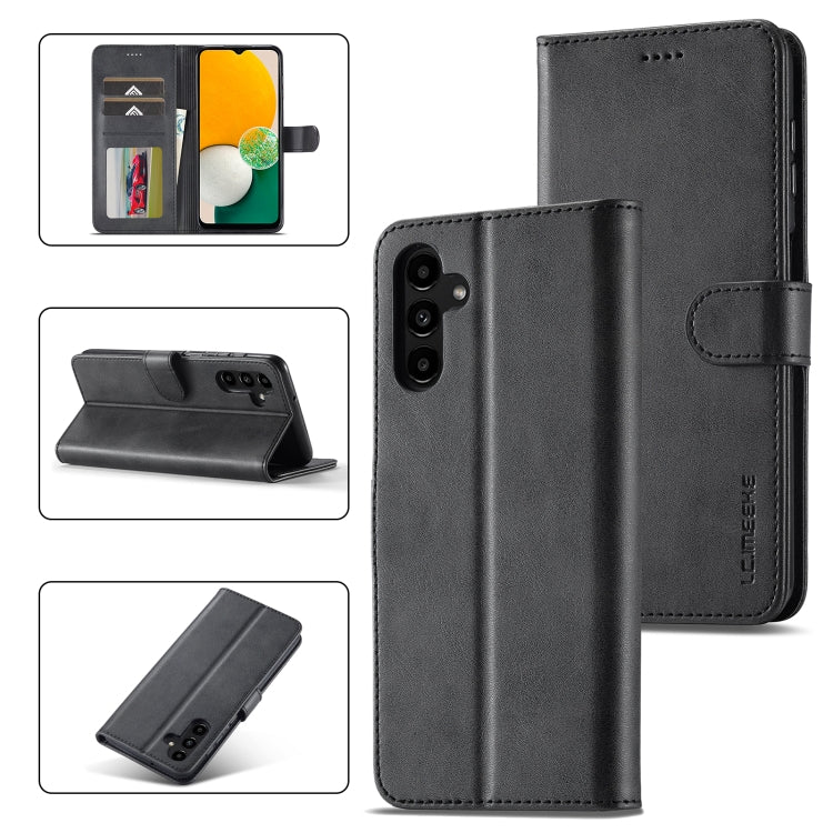 LC.IMEEKE Calf Texture Leather Phone Case, For Samsung Galaxy A15 5G, For Samsung Galaxy A25 For Samsung Galaxy A15 5G Black