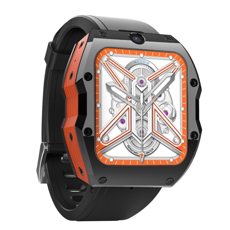 Model X 1.99 inch IP68 Waterproof Android 9.0 4G Dual Cameras Ceramics Smart Watch, 2GB+16GB, 4GB+128GB 2GB+16GB Black Orange