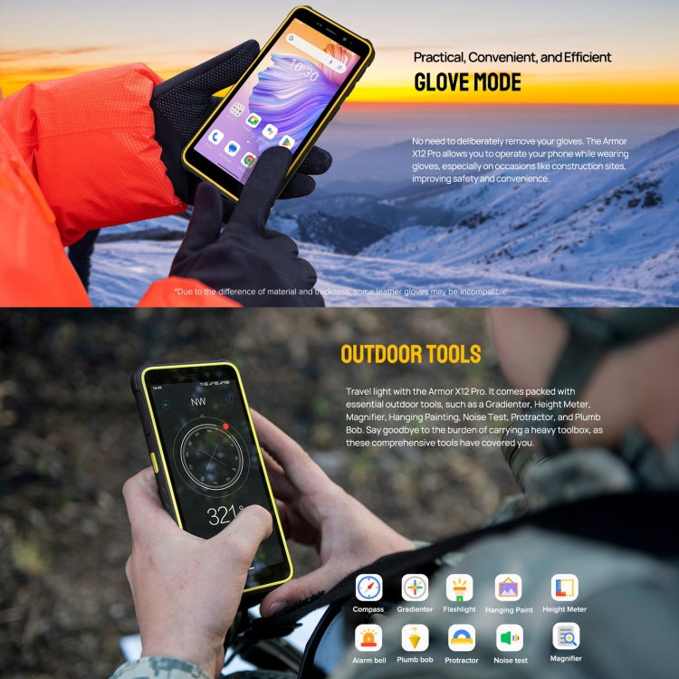 Ulefone Armor X12 Pro, IP68/IP69K Rugged Phone, 5.45 inch Android 15 MediaTek Helio G36 Octa Core, Network: 4G, NFC, 4GB+64GB – Shockproof, Waterproof, Lanyard