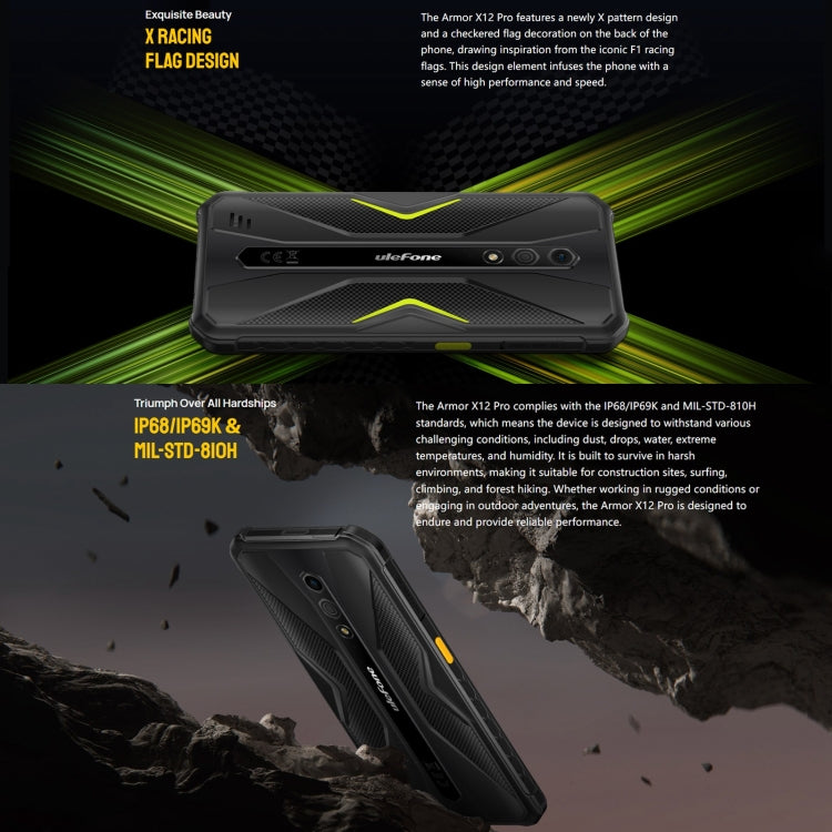 Ulefone Armor X12 Pro, IP68/IP69K Rugged Phone, 5.45 inch Android 15 MediaTek Helio G36 Octa Core, Network: 4G, NFC, 4GB+64GB – Shockproof, Waterproof, Lanyard