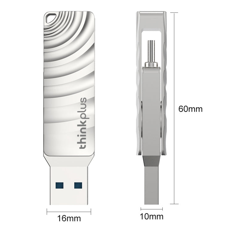 Lenovo Thinkplus MU232 USB 3.2 + USB-C / Type-C Dual Head Flash Drive, 32GB, 64GB, 128GB, 256GB – Waterproof, Non-slip