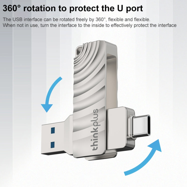 Lenovo Thinkplus MU232 USB 3.2 + USB-C / Type-C Dual Head Flash Drive, 32GB, 64GB, 128GB, 256GB – Waterproof, Non-slip