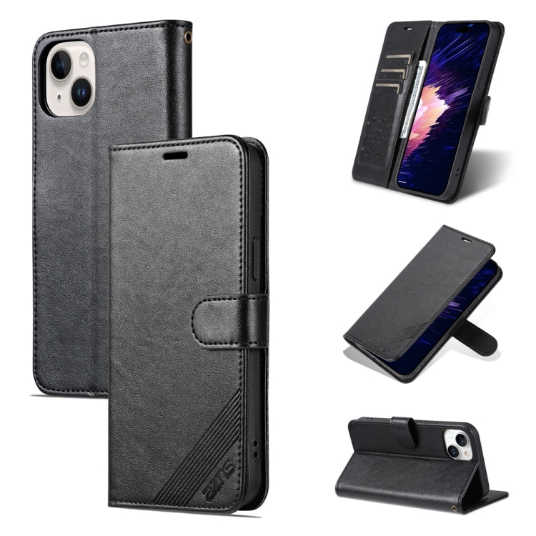 AZNS Sheepskin Texture Flip Leather Phone Case, For iPhone 16 Pro, For iPhone 15 Pro Max, For iPhone 15 Pro, For iPhone 15 Plus, For iPhone 15