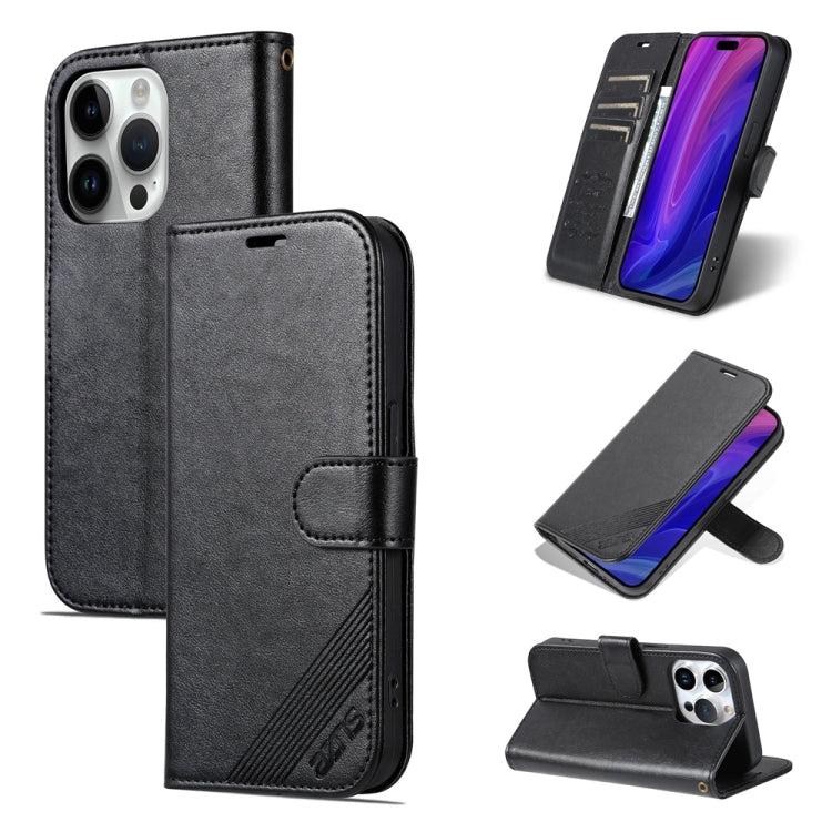 AZNS Sheepskin Texture Flip Leather Phone Case, For iPhone 16 Pro, For iPhone 15 Pro Max, For iPhone 15 Pro, For iPhone 15 Plus, For iPhone 15