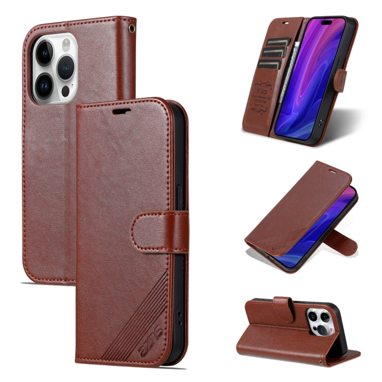 AZNS Sheepskin Texture Flip Leather Phone Case, For iPhone 16 Pro, For iPhone 15 Pro Max, For iPhone 15 Pro, For iPhone 15 Plus, For iPhone 15