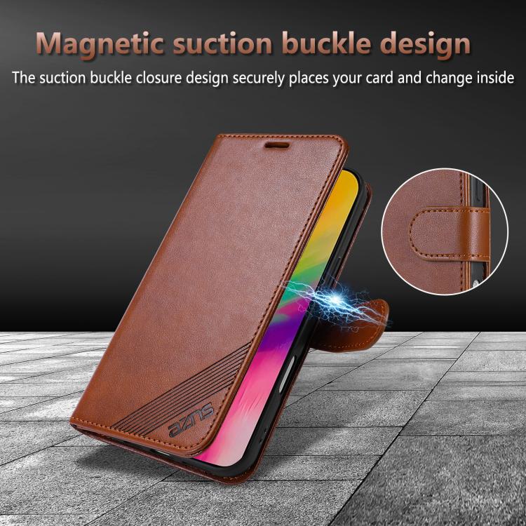 AZNS Sheepskin Texture Flip Leather Phone Case, For iPhone 18 Pro, For iPhone 18 Pro Max, For iPhone 17e / 16e, For iPhone 17 Pro Max, For iPhone 17 Pro, For iPhone 17, For iPhone Air, For iPhone 16 Pro Max