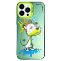 Double Layer Color Silver Series Animal Oil Painting Phone Case, For iPhone 12 Pro For iPhone 12 Pro White Dog