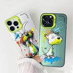 Double Layer Color Silver Series Animal Oil Painting Phone Case, For iPhone 12
