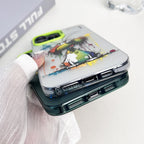 Double Layer Color Silver Series Animal Oil Painting Phone Case, For iPhone 15 Pro Max