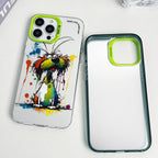 Double Layer Color Silver Series Animal Oil Painting Phone Case, For iPhone 13 Pro Max