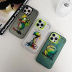 Double Layer Color Silver Series Animal Oil Painting Phone Case, For iPhone 15 Pro Max