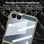 GKK Integrated Plating Diamond Texture PU Phone Case with Ring, For Samsung Galaxy Z Flip7 5G, For Samsung Galaxy Z Flip5