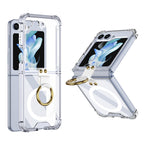 GKK MagSafe Airbag Hinge Shockproof Phone Case with Ring Holder, For Samsung Galaxy Z Flip5 For Samsung Galaxy Z Flip5 Transparent