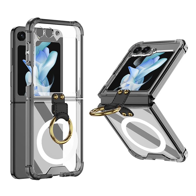 GKK MagSafe Airbag Hinge Shockproof Phone Case with Ring Holder – Shockproof, Ring Holder, Magnetic, For Samsung Galaxy Z Flip5 For Samsung Galaxy Z Flip5 Black