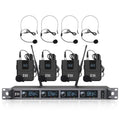 XTUGA A140-B Wireless Microphone System 4 BodyPack Headset Lavalier Microphone, A140-B A140-B US Plug