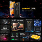 Ulefone Armor X13, IP68/IP69K Rugged Phone, 6.52 inch Android 15 MediaTek Helio G36 Octa Core, Network: 4G, NFC, OTG, 6GB+64GB – Lanyard, Magnetic, Card Slot