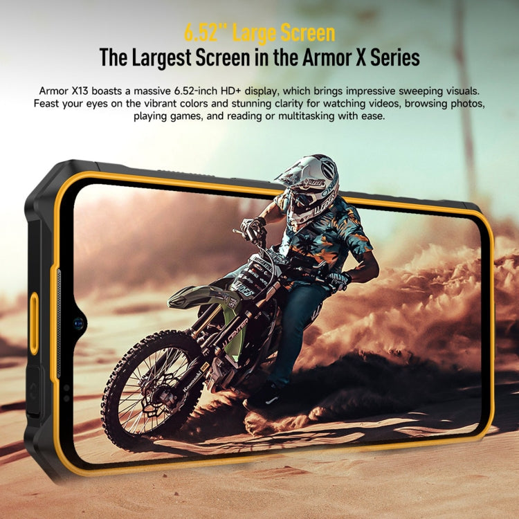 Ulefone Armor X13, IP68/IP69K Rugged Phone, 6.52 inch Android 15 MediaTek Helio G36 Octa Core, Network: 4G, NFC, OTG, 6GB+64GB – Lanyard, Magnetic, Card Slot