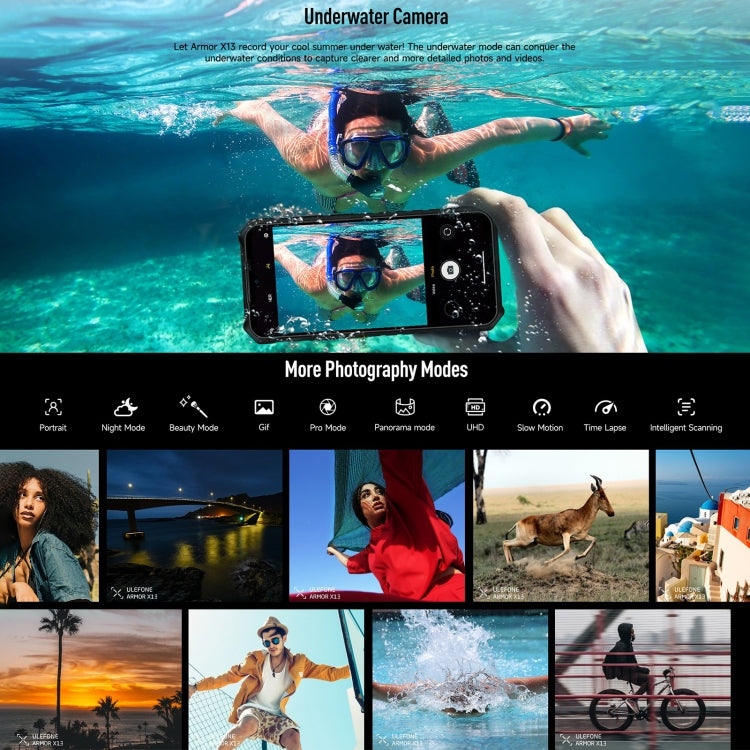Ulefone Armor X13, IP68/IP69K Rugged Phone, 6.52 inch Android 15 MediaTek Helio G36 Octa Core, Network: 4G, NFC, OTG, 6GB+64GB – Lanyard, Magnetic, Card Slot
