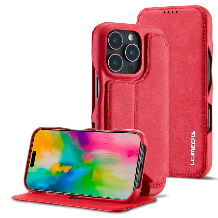 LC.IMEEKE Hon Ancient Series Flip Leather Phone Case – Card Slot, Flip, Leather, For iPhone 16 Pro Max, For iPhone 16 Pro, For iPhone 16 Plus, For iPhone 16 For iPhone 16 Pro Red