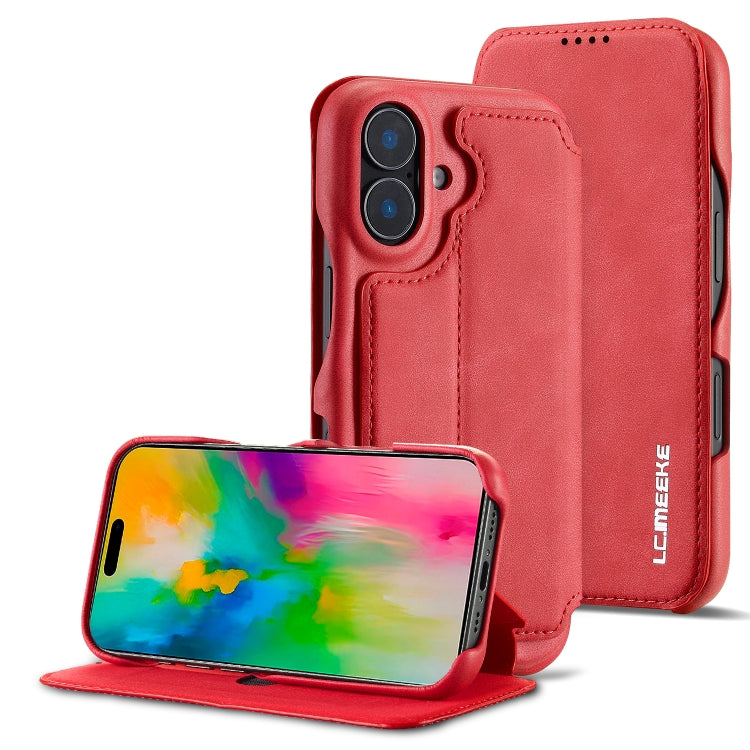 LC.IMEEKE Hon Ancient Series Flip Leather Phone Case – Card Slot, Flip, Leather, For iPhone 16 Pro Max, For iPhone 16 Pro, For iPhone 16 Plus, For iPhone 16 For iPhone 16 Plus Red