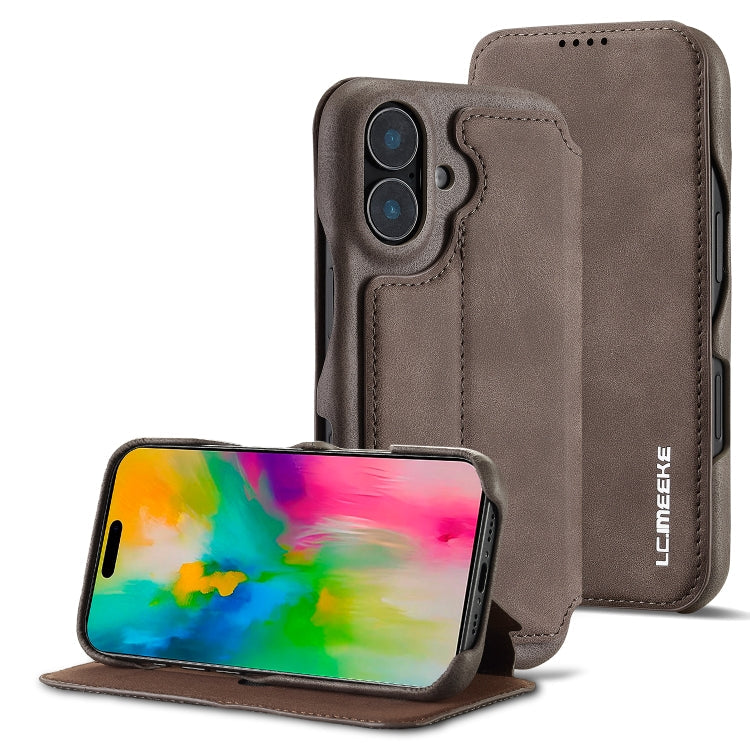 LC.IMEEKE Hon Ancient Series Flip Leather Phone Case – Card Slot, Flip, Leather, For iPhone 16 Pro Max, For iPhone 16 Pro, For iPhone 16 Plus, For iPhone 16 For iPhone 16 Plus Coffee