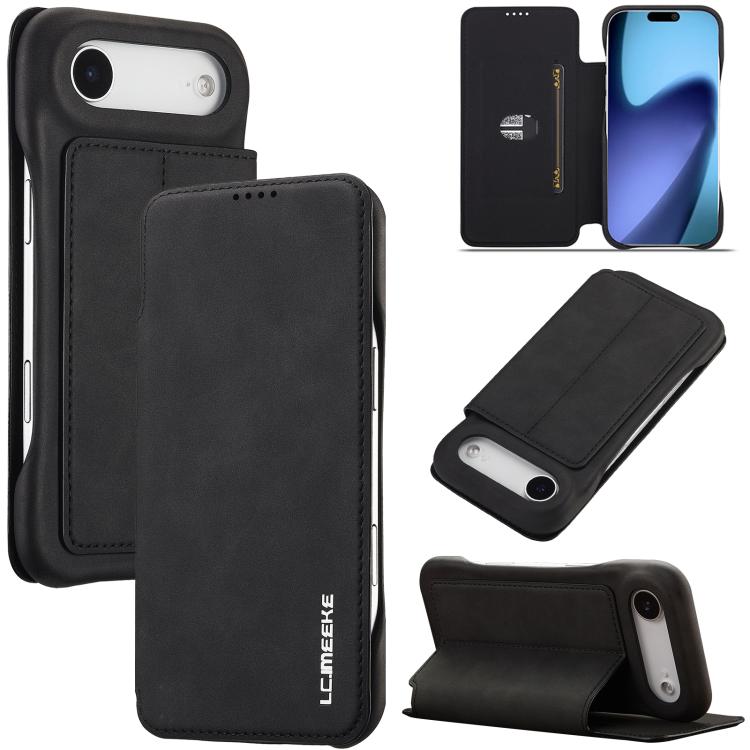 LC.IMEEKE Hon Ancient Series Flip Leather Phone Case – Card Slot, Flip, Leather, For iPhone 17 Pro Max, For iPhone 17 Pro, For iPhone 17, For iPhone Air For iPhone 17 Air Black