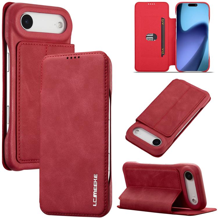 LC.IMEEKE Hon Ancient Series Flip Leather Phone Case – Card Slot, Flip, Leather, For iPhone 17 Pro Max, For iPhone 17 Pro, For iPhone 17, For iPhone Air For iPhone 17 Air Red