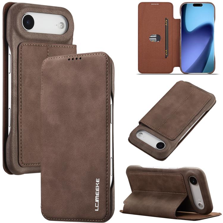 LC.IMEEKE Hon Ancient Series Flip Leather Phone Case – Card Slot, Flip, Leather, For iPhone 17 Pro Max, For iPhone 17 Pro, For iPhone 17, For iPhone Air For iPhone 17 Air Coffee