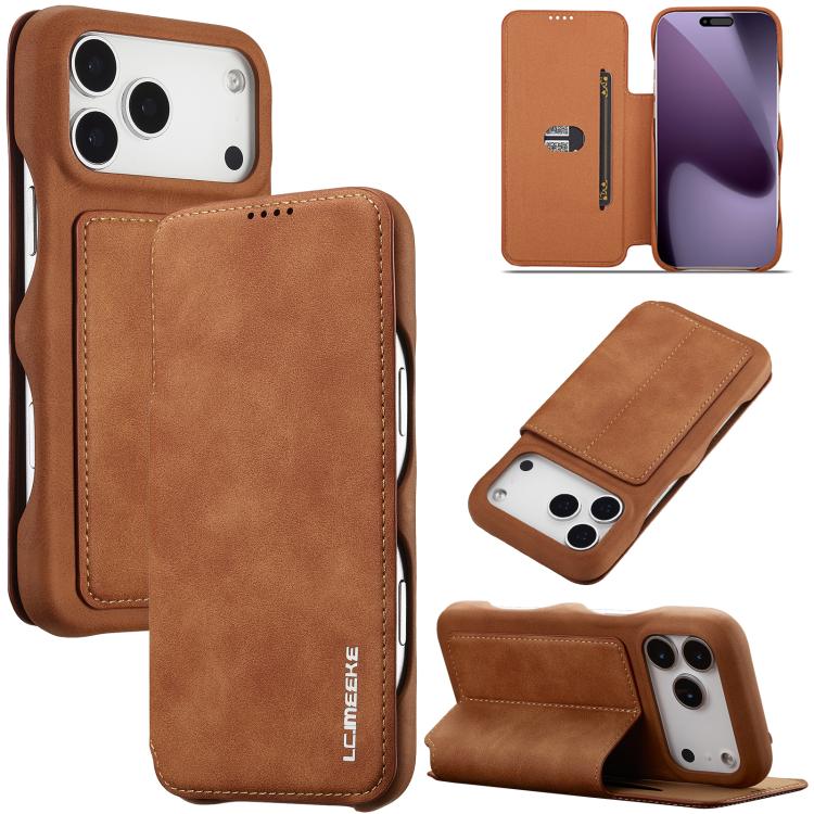 LC.IMEEKE Hon Ancient Series Flip Leather Phone Case – Card Slot, Flip, Leather, For iPhone 17 Pro Max, For iPhone 17 Pro, For iPhone 17, For iPhone Air For iPhone 18 Pro Max 17 Pro Max Brown
