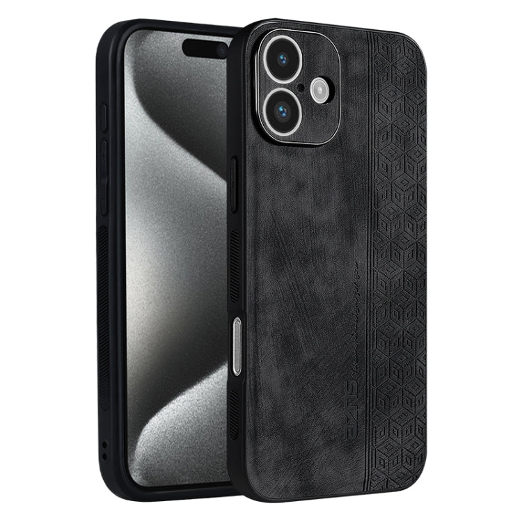 AZNS 3D Embossed Skin Feel Phone Case, For iPhone 16, For iPhone 15 Pro Max, For iPhone 15 Pro, For iPhone 15 Plus For iPhone 16 Black