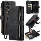CaseMe C30 Card Slots Zipper Wallet Leather Phone Case, For Samsung Galaxy S24 5G, For Samsung Galaxy S23 FE, For Samsung Galaxy A24 4G, For Samsung Galaxy A23 For Samsung Galaxy S24 5G Black