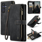 CaseMe C30 Card Slots Zipper Wallet Leather Phone Case, For Samsung Galaxy A25 4G, For Samsung Galaxy A15, For Samsung Galaxy A55 5G, For Samsung Galaxy A35 5G, For Samsung Galaxy S24 Ultra 5G, For Samsung Galaxy S24+ 5G For Samsung Galaxy A25 4G Black