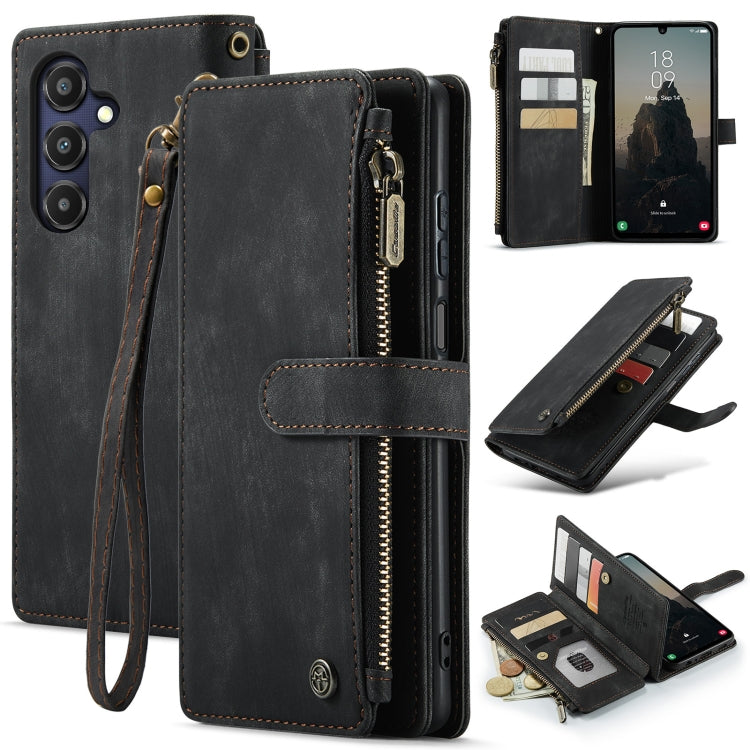 CaseMe C30 Card Slots Zipper Wallet Leather Phone Case, For Samsung Galaxy A25 4G, For Samsung Galaxy A15, For Samsung Galaxy A55 5G, For Samsung Galaxy A35 5G, For Samsung Galaxy S24 Ultra 5G, For Samsung Galaxy S24+ 5G For Samsung Galaxy A25 4G Black