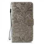 Lace Flower Embossing Flip Leather Phone Case, For iPhone 15