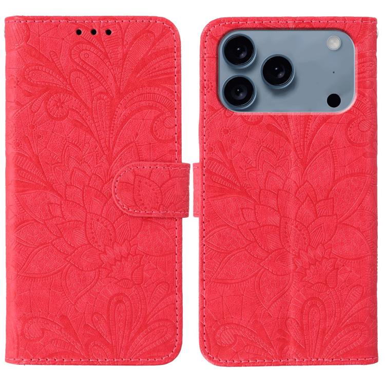 Lace Flower Embossing Flip Leather Phone Case – Flip, Leather, TPU, For iPhone 17e / 16e, For iPhone 17 Pro Max, For iPhone 17 Pro, For iPhone 17 For iPhone 18 Pro Max 17 Pro Max Red