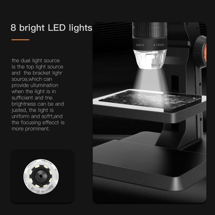 P110 50X-1000X Desktop Electronic Digital Microscope with 4.3 inch Screen, P110