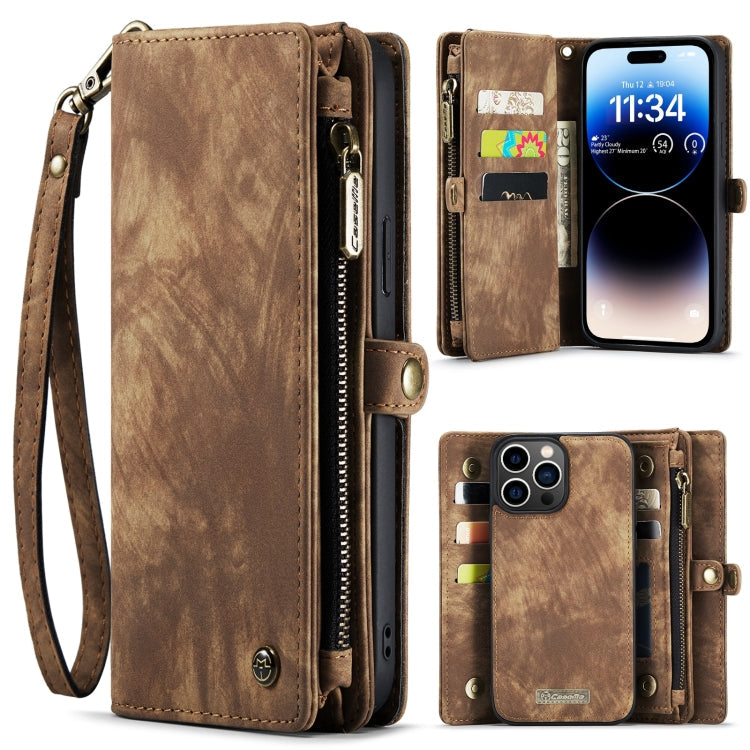 CaseMe 008 Detachable Multifunctional Leather Phone Case, For iPhone 15 Pro Max, For iPhone 15 Pro, For iPhone 15 Plus, For iPhone 15 For iPhone 15 Pro Max Brown