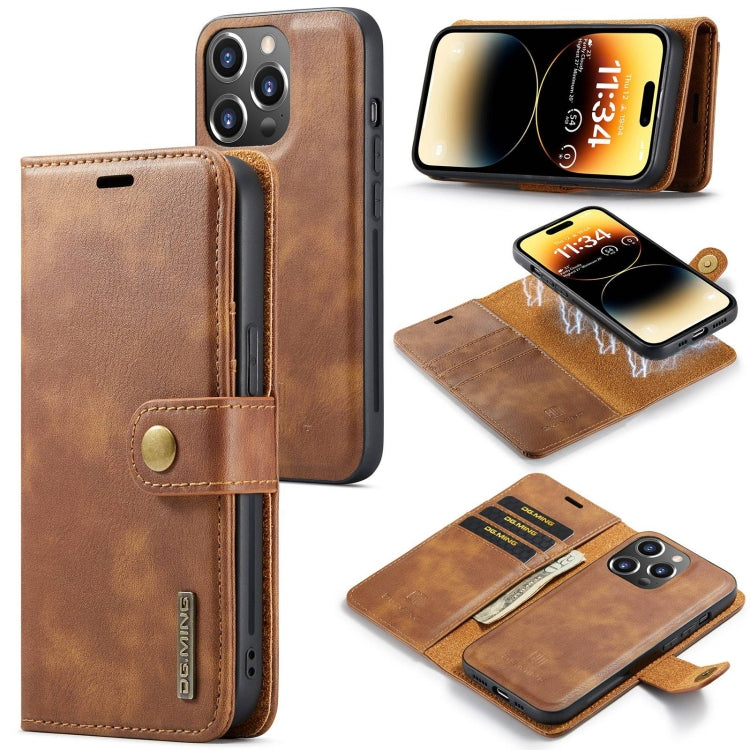 DG.MING Crazy Horse Texture Detachable Magnetic Leather Phone Case – Magnetic, Card Slot, Leather, For iPhone 16, For iPhone 15 Pro Max, For iPhone 15 Pro, For iPhone 15 Plus For iPhone 15 Pro Max Brown