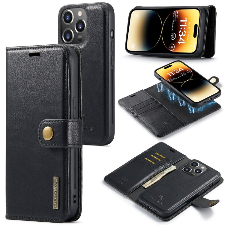 DG.MING Crazy Horse Texture Detachable Magnetic Leather Phone Case – Magnetic, Card Slot, Leather, For iPhone 16, For iPhone 15 Pro Max, For iPhone 15 Pro, For iPhone 15 Plus For iPhone 15 Pro Max Black
