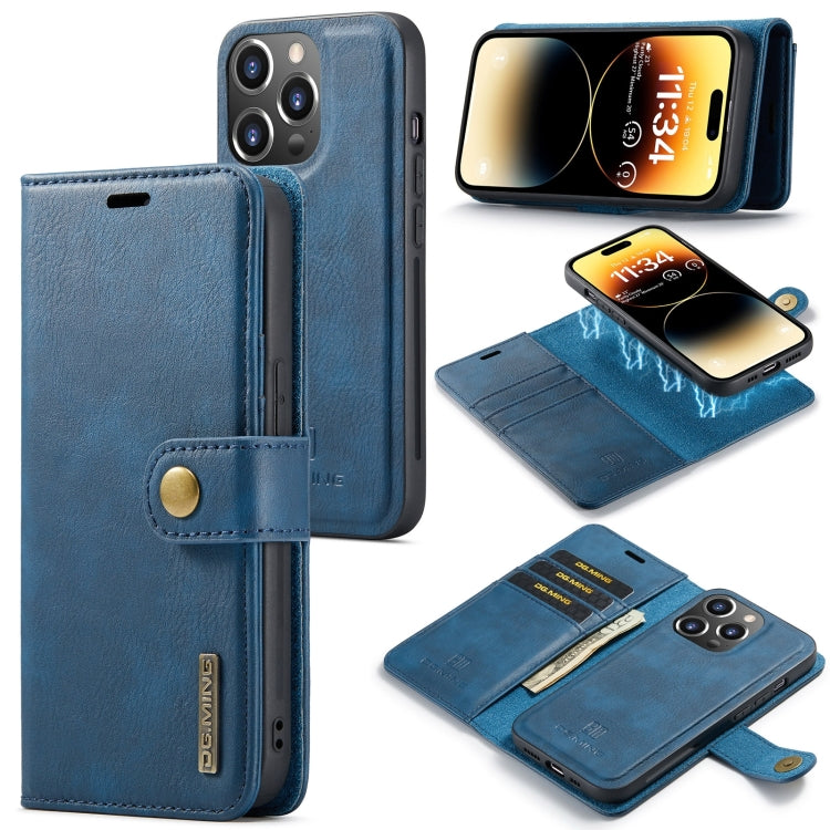 DG.MING Crazy Horse Texture Detachable Magnetic Leather Phone Case – Magnetic, Card Slot, Leather, For iPhone 16, For iPhone 15 Pro Max, For iPhone 15 Pro, For iPhone 15 Plus For iPhone 15 Pro Max Blue