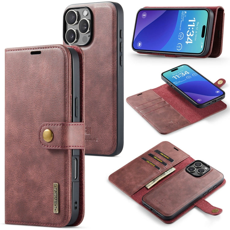 DG.MING Crazy Horse Texture Detachable Magnetic Leather Phone Case – Magnetic, Card Slot, Leather, For iPhone Air, For iPhone 16 Pro Max, For iPhone 16 Pro, For iPhone 16 Plus For iPhone 16 Pro Max Red