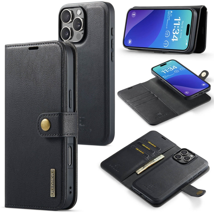 DG.MING Crazy Horse Texture Detachable Magnetic Leather Phone Case – Magnetic, Card Slot, Leather, For iPhone Air, For iPhone 16 Pro Max, For iPhone 16 Pro, For iPhone 16 Plus For iPhone 16 Pro Max Black