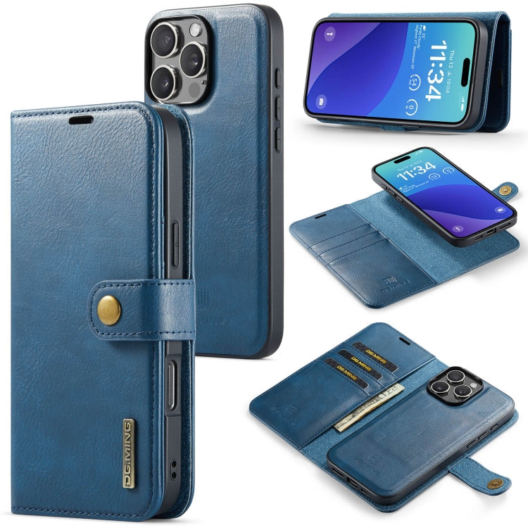 DG.MING Crazy Horse Texture Detachable Magnetic Leather Phone Case – Magnetic, Card Slot, Leather, For iPhone Air, For iPhone 16 Pro Max, For iPhone 16 Pro, For iPhone 16 Plus For iPhone 16 Pro Max Blue