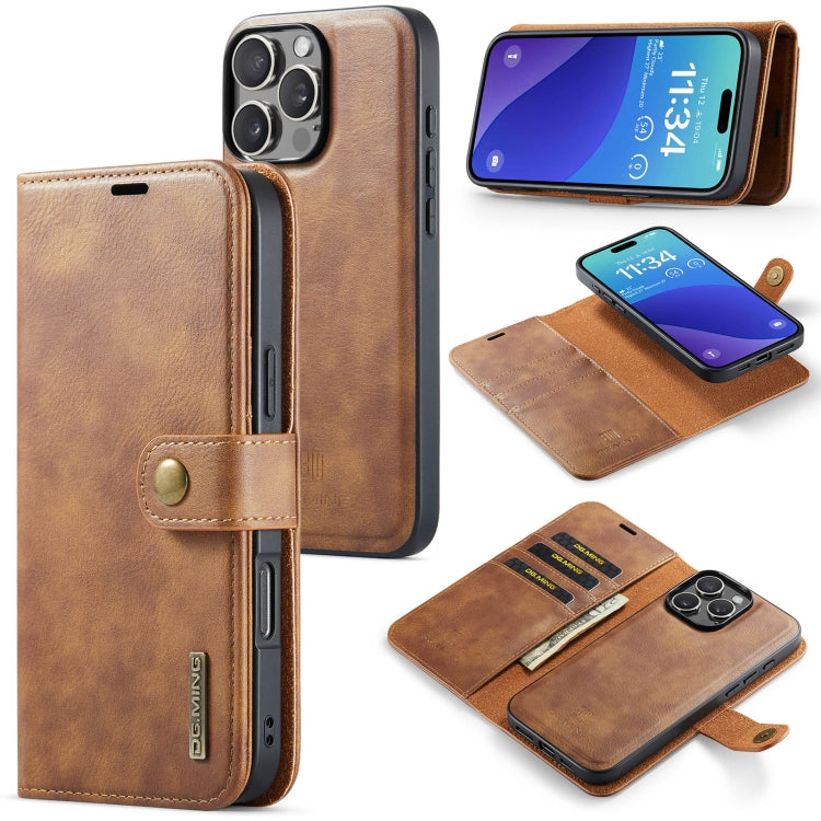 DG.MING Crazy Horse Texture Detachable Magnetic Leather Phone Case – Magnetic, Card Slot, Leather, For iPhone Air, For iPhone 16 Pro Max, For iPhone 16 Pro, For iPhone 16 Plus For iPhone 16 Pro Brown