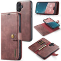 DG.MING Crazy Horse Texture Detachable Magnetic Leather Phone Case, For iPhone 16, For iPhone 15 Pro Max, For iPhone 15 Pro, For iPhone 15 Plus For iPhone 16 Red