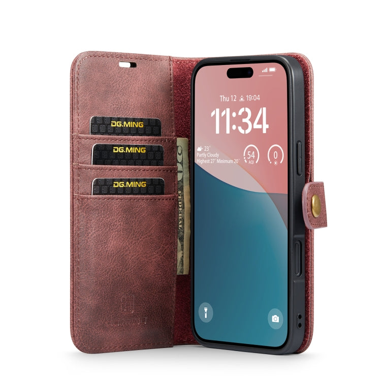 DG.MING Crazy Horse Texture Detachable Magnetic Leather Phone Case, For iPhone 16, For iPhone 15 Pro Max, For iPhone 15 Pro, For iPhone 15 Plus