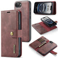 DG.MING Crazy Horse Texture Detachable Magnetic Leather Phone Case, For iPhone 17e / 16e, For iPhone 17 Pro Max, For iPhone 17 Pro, For iPhone 17 For iPhone 17e 16e Red