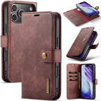 DG.MING Crazy Horse Texture Detachable Magnetic Leather Phone Case – Magnetic, Card Slot, Leather, For iPhone 17e / 16e, For iPhone 17 Pro Max, For iPhone 17 Pro, For iPhone 17 For iPhone 18 Pro 17 Pro Red